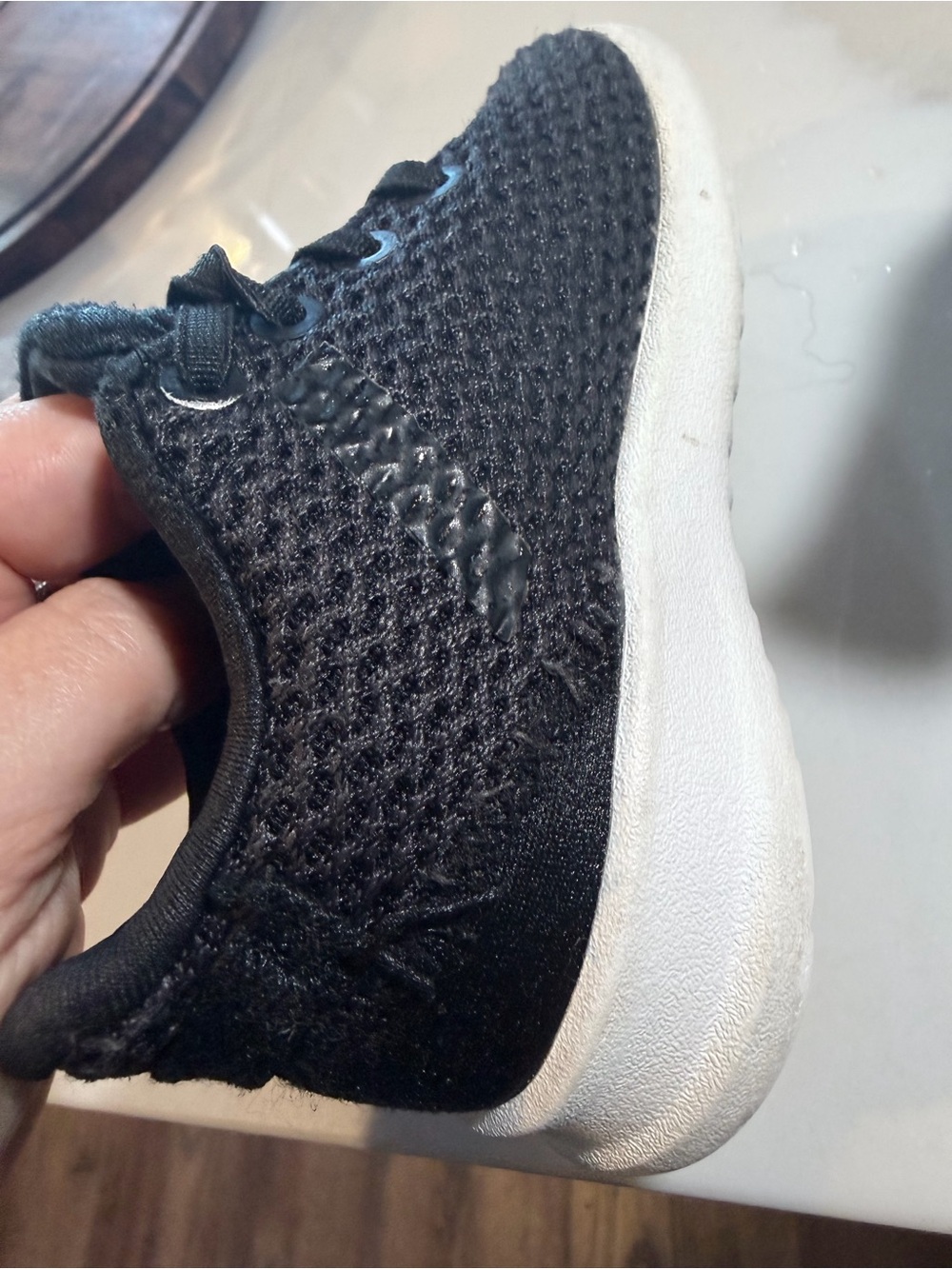 adidas Kids Black Knit Sneakers with Blue Logo - Picture 8 of 10